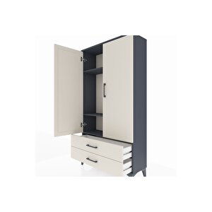 Arges Dolap 3 Raflı 2 Çekmeceli 2 Kapaklı 88x30x163 Antrasit-aytaşı