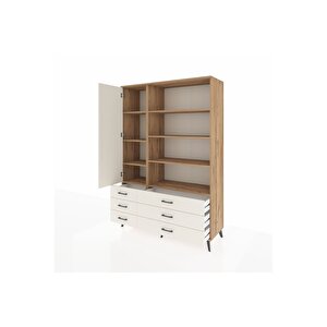 Hyperion Gardrop 8 Raflı 6 Çekmeceli Tek Kapaklı  132x44x195 Çam-aytaşı