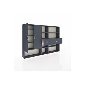 Arges Dolap 10 Raflı 2 Çekmeceli 2 Kapaklı 220x30x163 Antrasit-antrasit