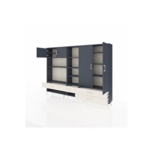 Arges Dolap 12 Raflı 4 Çekmeceli 4 Kapaklı 220x30x163 Antrasit-antrasit/aytaşı