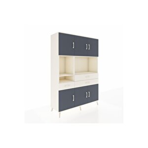 Hyperion Dolap 9 Raflı 3 Çekmeceli 6 Kapaklı 132x44x195 Aytaşı-antrasit/aytaşı