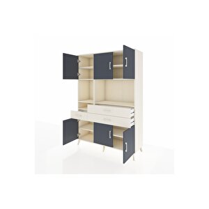 Hyperion Dolap 9 Raflı 3 Çekmeceli 6 Kapaklı 132x44x195 Aytaşı-antrasit/aytaşı