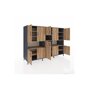 Kronos Dolap 14 Raflı 10 Kapaklı 220x59x163 Antrasit-çam