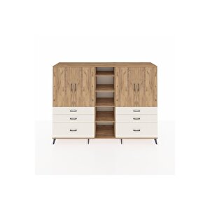 Hyperion Dolap 10 Raflı 6 Çekmeceli 4 Kapaklı 220x44x163 Çam-çam/aytaşı