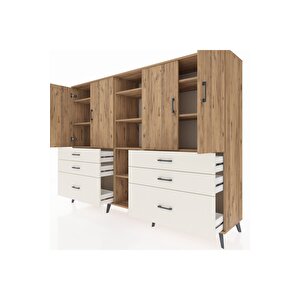 Hyperion Dolap 10 Raflı 6 Çekmeceli 4 Kapaklı 220x44x163 Çam-çam/aytaşı