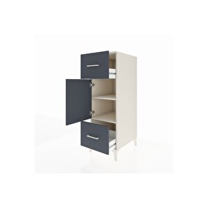 Kronos Dolap 2 Raflı 2 Çekmeceli Tek Kapaklı 44x59x134 Aytaşı-antrasit