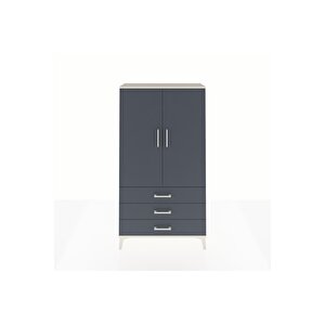 Arges Dolap Tek Raflı 3 Çekmeceli Tek Askılı 88x30x163 Aytaşı-antrasit