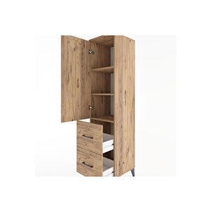 Hyperion Dolap 3 Raflı 2 Çekmeceli Tek Kapaklı 44x44x182 Çam-çam