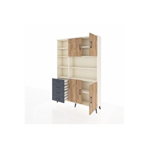 Arges Dolap 9 Raflı 4 Çekmeceli 4 Kapaklı 132x30x195 Aytaşı-çam/antrasit