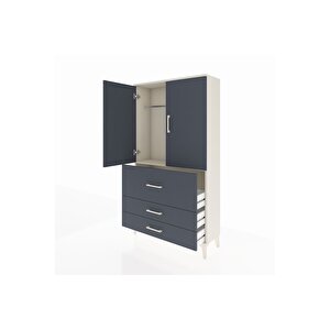 Arges Dolap Tek Raflı 3 Çekmeceli Tek Askılı 88x30x163 Aytaşı-antrasit