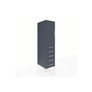 Kronos Dolap Tek Raflı 5 Çekmeceli Tek Askılı 44x59x182 Antrasit-antrasit