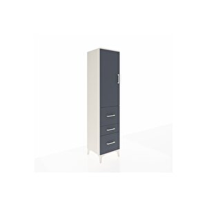 Hyperion Dolap Tek Raflı 3 Çekmeceli Tek Askılı 44x44x195 Aytaşı-antrasit