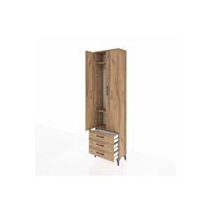 Arges Dolap 3 Raflı 3 Çekmeceli Tek Askılı 60x30x221 Çam-çam