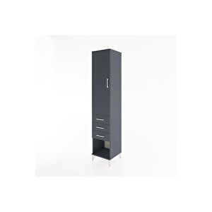 Hyperion Dolap 3 Raflı 3 Çekmeceli Tek Kapaklı 44x44x221 Antrasit-antrasit