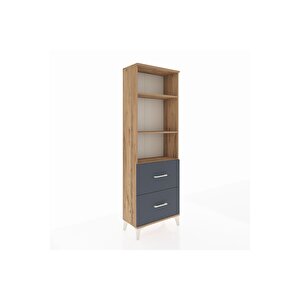 Arges Dolap 3 Raflı 2 Çekmeceli 60x30x182 Çam-antrasit