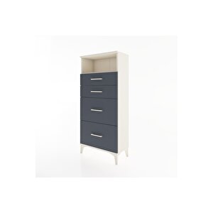 Hyperion Dolap Tek Raflı 4 Çekmeceli 60x44x134 Aytaşı-antrasit
