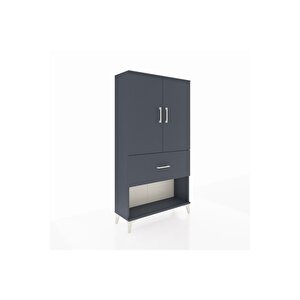 Arges Dolap 3 Raflı Tek Çekmeceli 2 Kapaklı 88x30x163 Antrasit-antrasit
