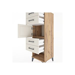 Hyperion Dolap Tek Raflı 4 Çekmeceli Tek Kapaklı 44x44x134 Çam-aytaşı