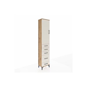 Arges Dolap 3 Raflı 5 Çekmeceli Tek Kapaklı 44x30x221 Çam-aytaşı