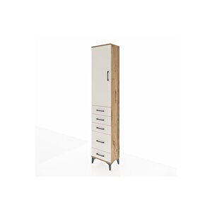 Arges Dolap 3 Raflı 5 Çekmeceli Tek Kapaklı 44x30x221 Çam-aytaşı