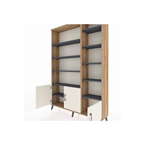 Arges Dolap 10 Raflı 3 Kapaklı 132x30x195 Çam-aytaşı/antrasit