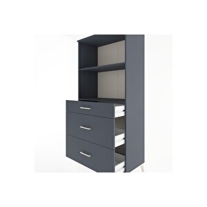 Hyperion Dolap 2 Raflı 3 Çekmeceli 88x44x182 Antrasit-antrasit