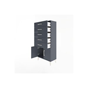 Arges Dolap 5 Raflı 2 Kapaklı 60x30x134 Antrasit-antrasit