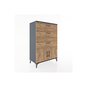 Hyperion Dolap 3 Çekmeceli 2 Kapaklı 88x44x134 Antrasit-çam