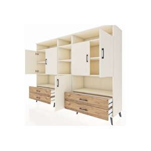 Hyperion Dolap 12 Raflı 4 Çekmeceli 5 Kapaklı 220x44x163 Aytaşı-aytaşı/çam