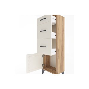 Arges Dolap 3 Çekmeceli Tek Kapaklı 44x30x134 Çam-aytaşı