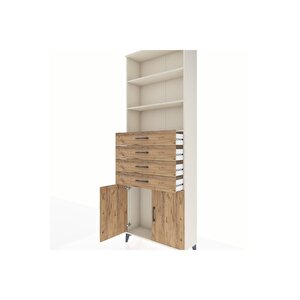 Arges Dolap 3 Raflı 4 Çekmeceli 2 Kapaklı 88x30x243 Aytaşı-çam