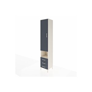 Hyperion Dolap 5 Raflı 3 Çekmeceli Tek Kapaklı 44x44x243 Aytaşı-antrasit