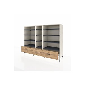 Kronos Dolap 12 Raflı 3 Çekmeceli  220x59x163 Aytaşı-antrasit/çam