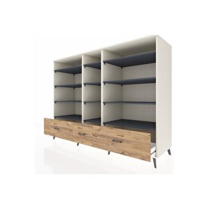 Kronos Dolap 12 Raflı 3 Çekmeceli  220x59x163 Aytaşı-antrasit/çam