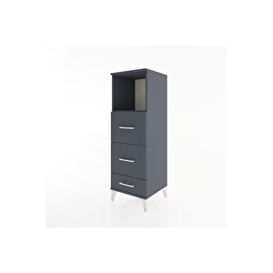 Hyperion Dolap Tek Raflı 3 Çekmeceli 44x44x134 Antrasit-antrasit