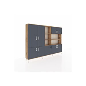 Arges Dolap 14 Raflı 9 Kapaklı 220x30x163 Çam-antrasit/çam