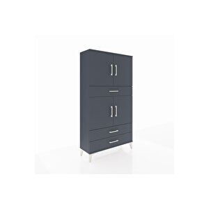 Arges Dolap 4 Raflı 3 Çekmeceli 4 Kapaklı 88x30x163 Antrasit-antrasit