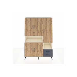 Hyperion Dolap 10 Raflı 2 Çekmeceli 5 Kapaklı 132x44x195 Aytaşı-çam/antrasit