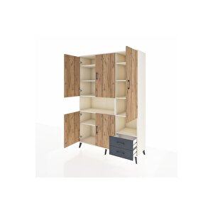 Hyperion Dolap 10 Raflı 2 Çekmeceli 5 Kapaklı 132x44x195 Aytaşı-çam/antrasit