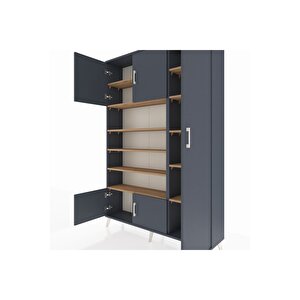 Arges Dolap 11 Raflı 5 Kapaklı 132x30x195 Antrasit-antrasit/çam