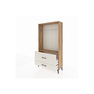 Arges Dolap Tek Raflı 2 Çekmeceli Tek Askılı 88x30x163 Çam-aytaşı