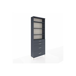 Arges Dolap 4 Raflı 4 Çekmeceli 88x30x243 Antrasit-antrasit