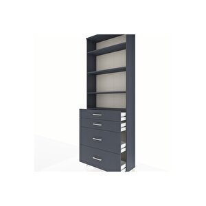 Arges Dolap 4 Raflı 4 Çekmeceli 88x30x243 Antrasit-antrasit