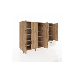 Kronos Dolap 12 Raflı 2 Çekmeceli 7 Kapaklı 220x59x163 Çam-çam/aytaşı
