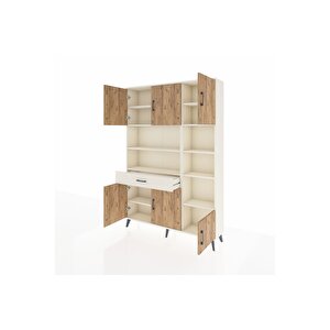 Arges Dolap 10 Raflı Tek Çekmeceli 6 Kapaklı 132x30x195 Aytaşı-çam/aytaşı