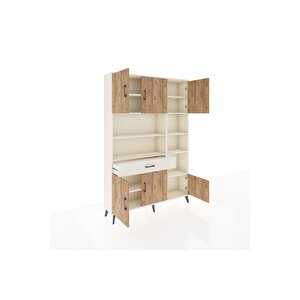 Arges Dolap 10 Raflı Tek Çekmeceli 6 Kapaklı 132x30x195 Aytaşı-çam/aytaşı