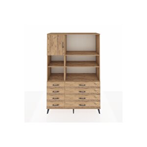 Hyperion Gardrop 7 Raflı 8 Çekmeceli Tek Kapaklı  132x44x195 Çam-çam