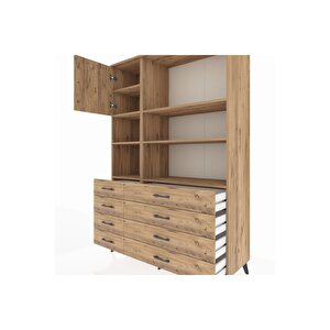Hyperion Gardrop 7 Raflı 8 Çekmeceli Tek Kapaklı  132x44x195 Çam-çam