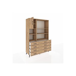 Hyperion Gardrop 7 Raflı 8 Çekmeceli Tek Kapaklı  132x44x195 Çam-çam