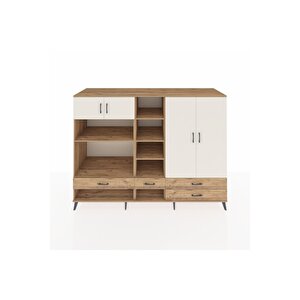 Kronos Dolap 12 Raflı 4 Çekmeceli 4 Kapaklı 220x59x163 Çam-aytaşı/çam